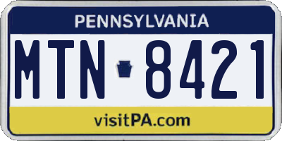 PA license plate MTN8421