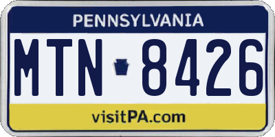PA license plate MTN8426