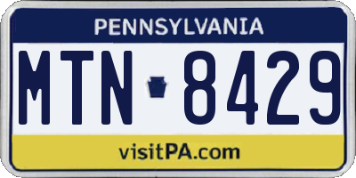 PA license plate MTN8429