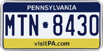 PA license plate MTN8430