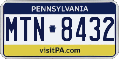 PA license plate MTN8432
