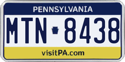 PA license plate MTN8438