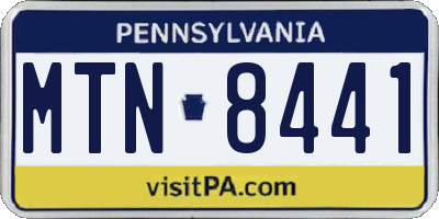 PA license plate MTN8441