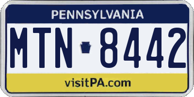 PA license plate MTN8442