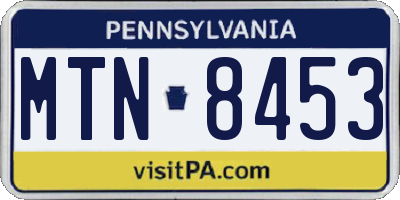 PA license plate MTN8453