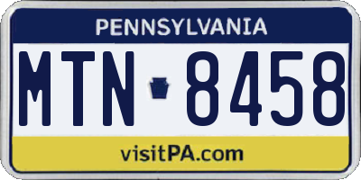 PA license plate MTN8458