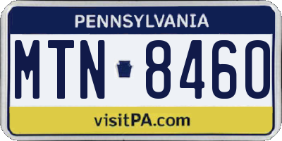 PA license plate MTN8460