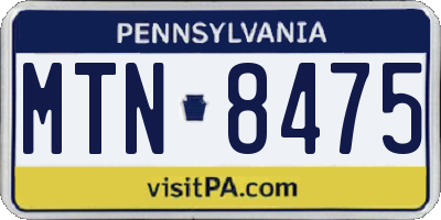 PA license plate MTN8475