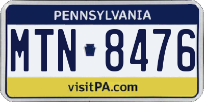 PA license plate MTN8476