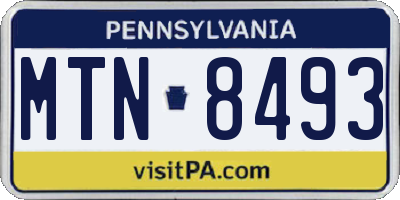 PA license plate MTN8493