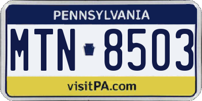 PA license plate MTN8503