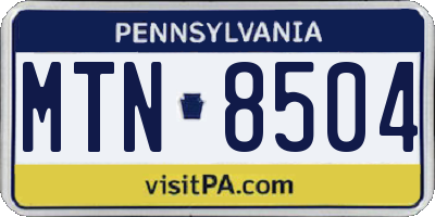 PA license plate MTN8504