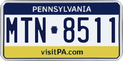 PA license plate MTN8511