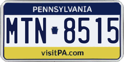 PA license plate MTN8515