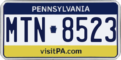 PA license plate MTN8523