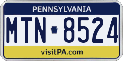 PA license plate MTN8524