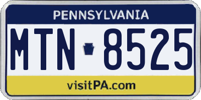 PA license plate MTN8525