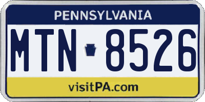 PA license plate MTN8526
