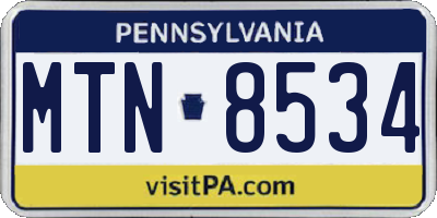 PA license plate MTN8534