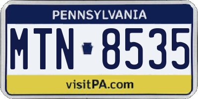 PA license plate MTN8535