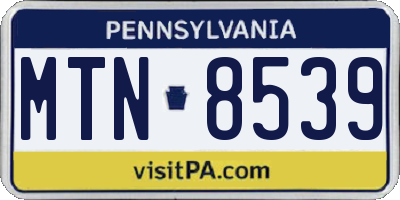 PA license plate MTN8539