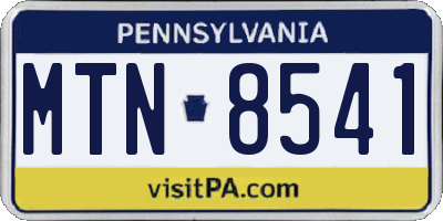 PA license plate MTN8541