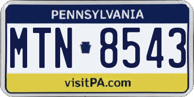 PA license plate MTN8543