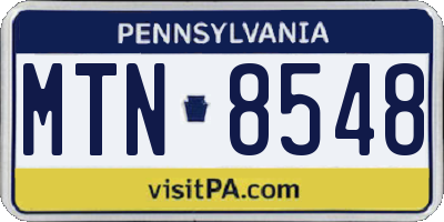 PA license plate MTN8548