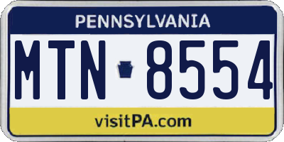 PA license plate MTN8554