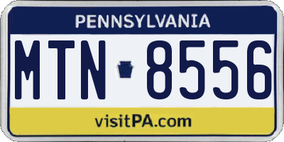PA license plate MTN8556