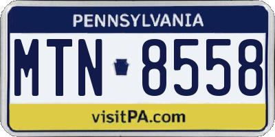 PA license plate MTN8558