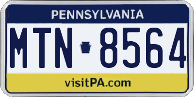 PA license plate MTN8564