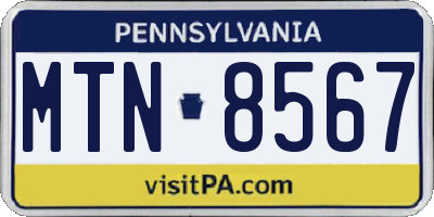 PA license plate MTN8567