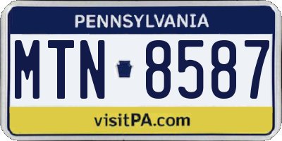 PA license plate MTN8587