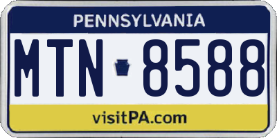 PA license plate MTN8588