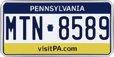 PA license plate MTN8589