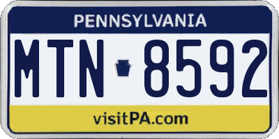 PA license plate MTN8592
