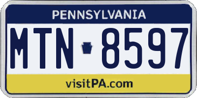 PA license plate MTN8597