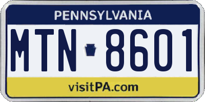 PA license plate MTN8601