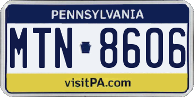 PA license plate MTN8606