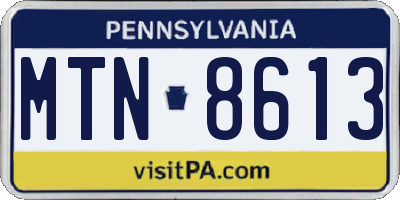 PA license plate MTN8613