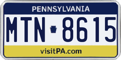 PA license plate MTN8615