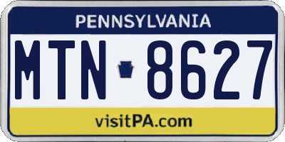 PA license plate MTN8627