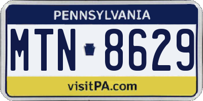 PA license plate MTN8629