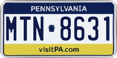 PA license plate MTN8631