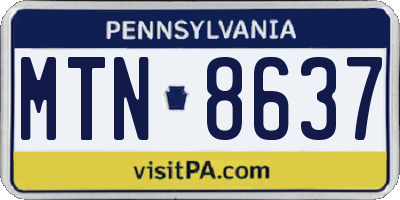 PA license plate MTN8637