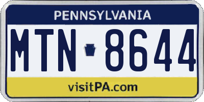 PA license plate MTN8644