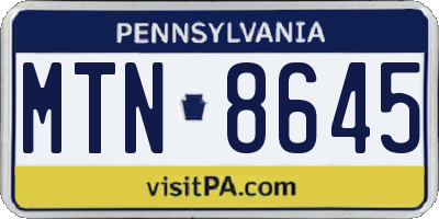PA license plate MTN8645