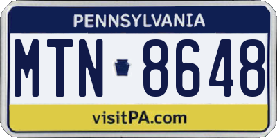 PA license plate MTN8648