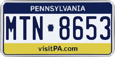 PA license plate MTN8653